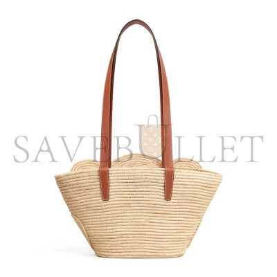 CELINE CLASSIC PANIER SMALL BRAIDED TRIOMPHE IN RAFFIA AND CALFSKIN 117022FWB.04LU (42*21.5*12cm)